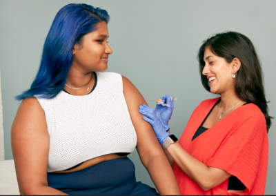 woman getting vaccine