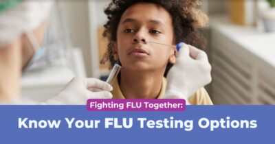 child being tested for the flu