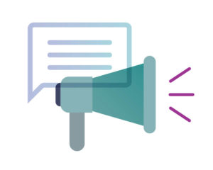 speech bubble and speaker icon