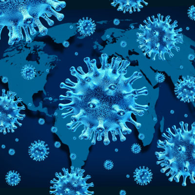 map with virus overlay